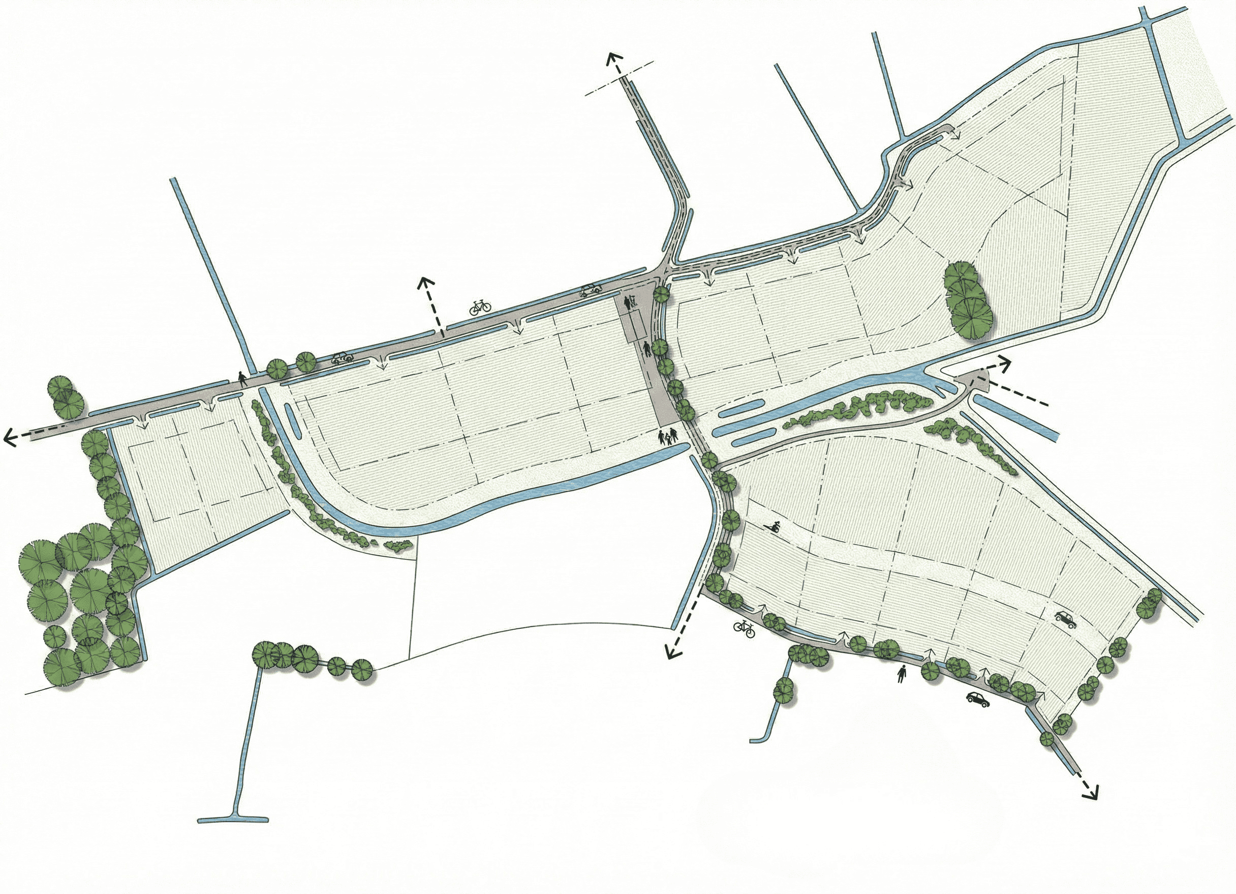 Verkavelingskaart van Erve Hemmelhorst in Hengelo met bouwkavels, wegen en groenstructuur.